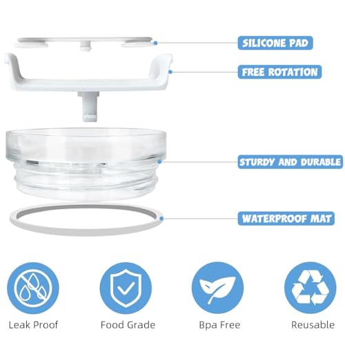 HASTHIP® 2 Pack 40 OZ Tumbler Lid Replacement Fit for Stanley Cup, Fashion Leaking Proof Stanley Cup Lids Spill Proof Tumbler Covers Fit Tumbler Lids with Straw Hole (Clear) 2 PCS HASTHIP® 2 Pack 40 OZ Tumbler Lid Replacement Fit for Stanley Cup, Fashion Leaking Proof Stanley Cup Lids Spill Proof Tumbler Covers Fit Tumbler Lids with Straw Hole (Clear) 2 PCS